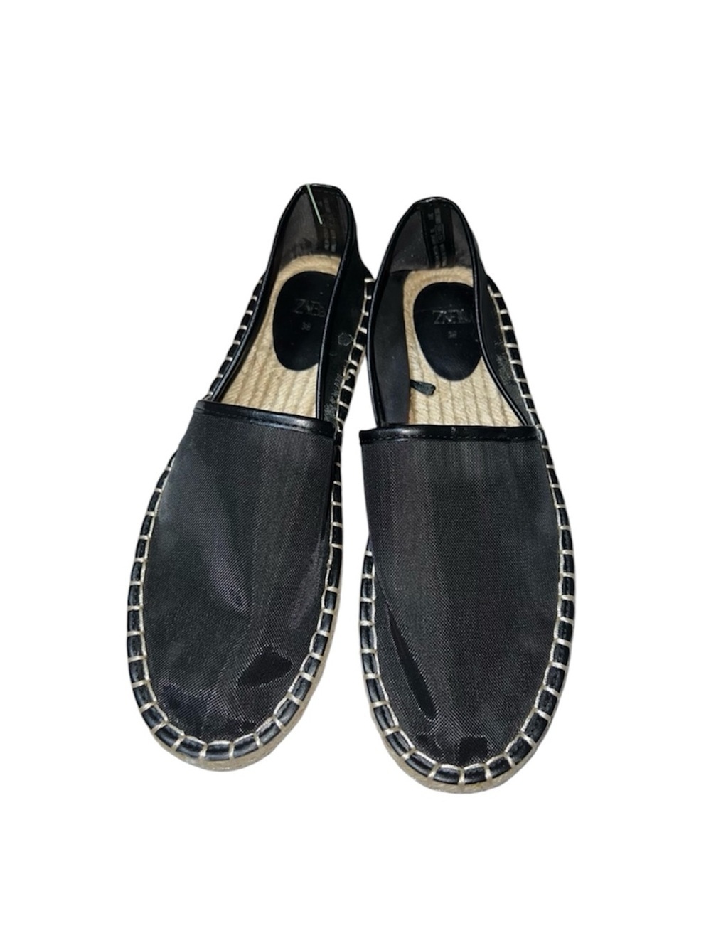 Zara Black Mesh Espadrille Slip-On Loafers - Picture 4 of 8